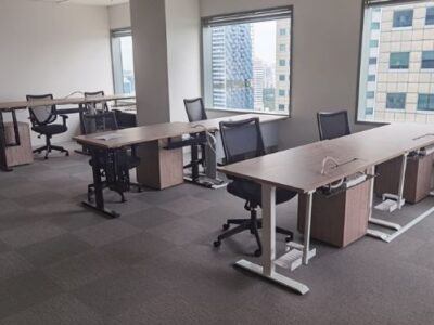 Height adjustable tables in office space