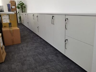 Nautec Pte Ltd - Customised Swing Door Wooden Cabinet with Lock and Silver Handles