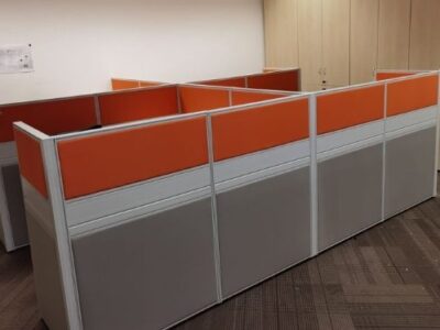 SembCorp (year 2021) - T40 Workstations with Orange and Grey Fabric Panels