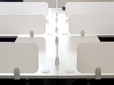 Talent Edge - Black BO series table legs with white acrylic panels and table top