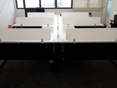 Talent Edge - Black BO series table legs with white acrylic panels and table top