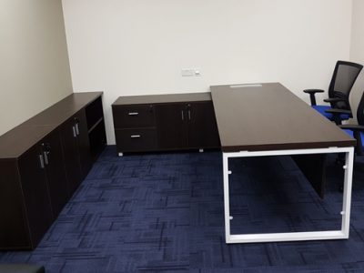 Verint - Executive Desk with BO Series Table Legs and Customised Cabinet