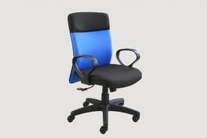 ergonomic mid back office chair black frame black-blue seat castor wheels