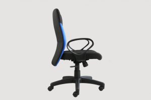 ergonomic mid back office chair black frame black-blue seat castor wheels