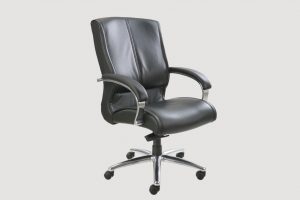 ergonomic mid back office chair black frame black seat leather castor wheels