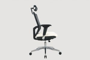 ergonomic high back office chair black frame white seat chrome legs castor wheels
