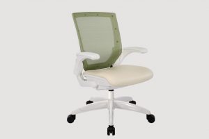 ergonomic mid back office chair white frame green seat mesh back castor wheels