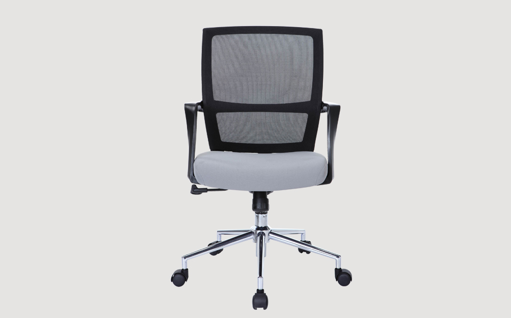 ergonomic mid back office chair mesh back black frame grey seat chrome castor wheels