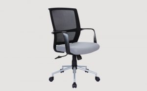 ABBY Black Mesh Back Staff Office Chair with Silver Powder Coated leg base