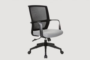 ergonomic mid back office chair mesh back black frame grey seat black castor wheels