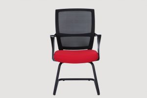 ergonomic mid back office chair mesh back black frame red seat