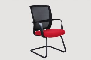 ergonomic mid back office chair mesh back black frame red seat