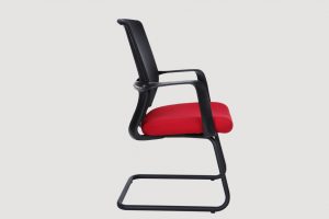 ergonomic mid back office chair mesh back black frame red seat