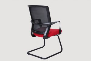 ergonomic mid back office chair mesh back black frame red seat