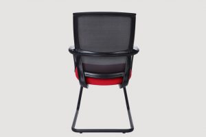 ergonomic mid back office chair mesh back black frame red seat