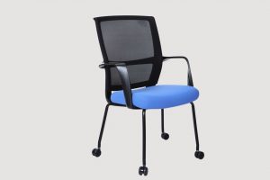 ergonomic mid back office chair mesh back black frame blue seat