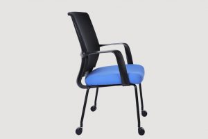 ergonomic mid back office chair mesh back black frame blue seat