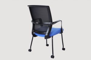 ergonomic mid back office chair mesh back black frame blue seat