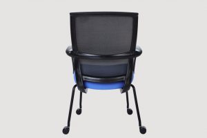 ergonomic mid back office chair mesh back black frame blue seat