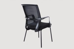 ergonomic mid back office chair mesh back black frame blue seat