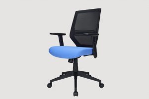 ergonomic mid back office chair mesh back black frame blue seat