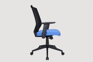 ergonomic mid back office chair mesh back black frame blue seat