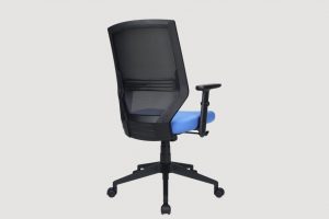 ergonomic mid back office chair mesh back black frame blue seat