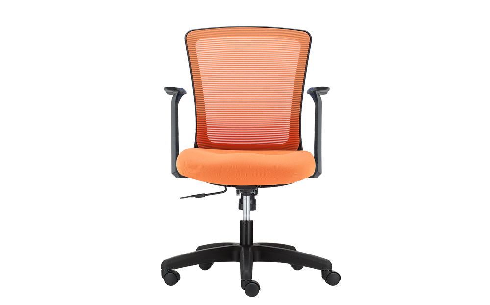 ergonomic mid back office chair mesh back black frame orange seat