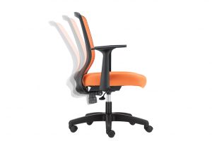 ergonomic mid back office chair mesh back black frame orange seat