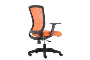 ergonomic mid back office chair mesh back black frame orange seat