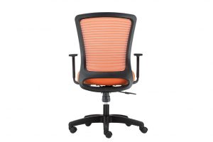 ergonomic mid back office chair mesh back black frame orange seat
