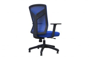 ergonomic mid back office chair mesh back black frame blue seat