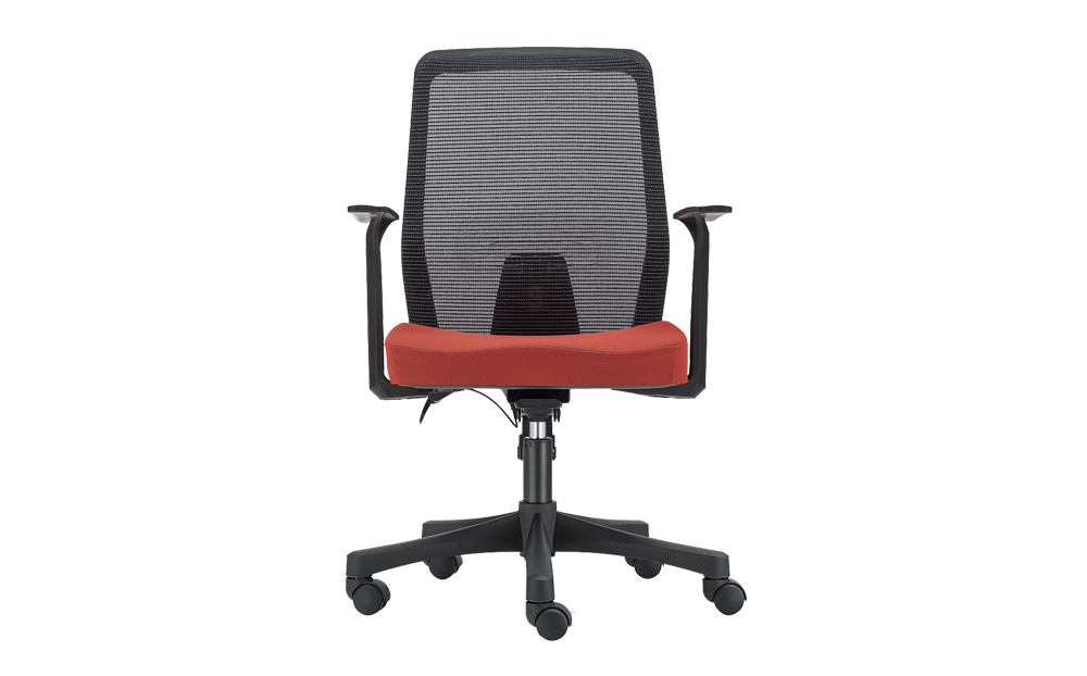 ergonomic mid back office chair mesh back lumbar support black frame red seat