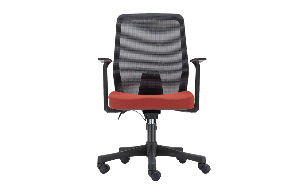 ergonomic mid back office chair mesh back lumbar support black frame red seat