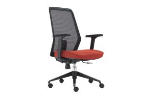 ergonomic mid back office chair mesh back lumbar support black frame red seat