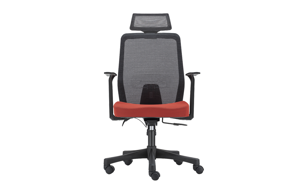 ergonomic high back office chair mesh back lumbar support black frame red seat
