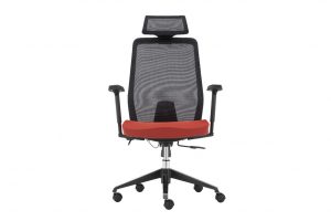 ergonomic high back office chair mesh back lumbar support black frame red seat