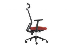 ergonomic high back office chair mesh back lumbar support black frame red seat