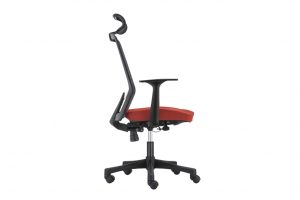 ergonomic mid back office chair mesh back lumbar support black frame red seat
