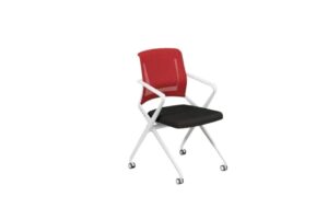 Owen LS-548 - Red Mesh Back White Front View - Offitek