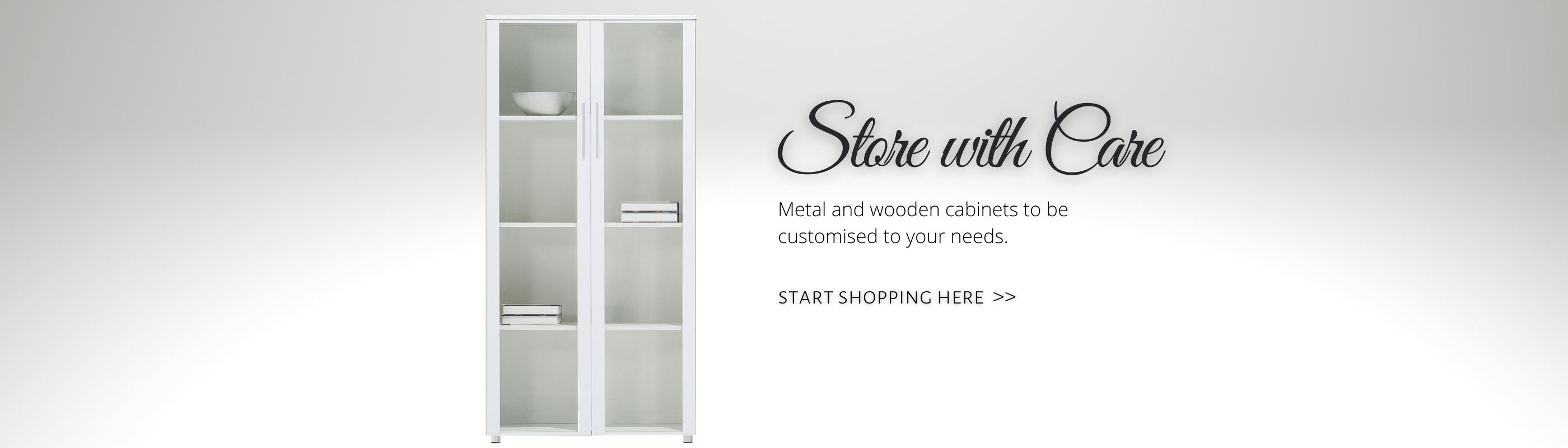 Wooden Cabinet White with Glass Door_Offitek