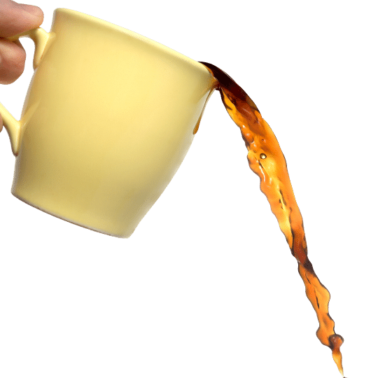 Coffee spilling out of yellow mug - Offitek