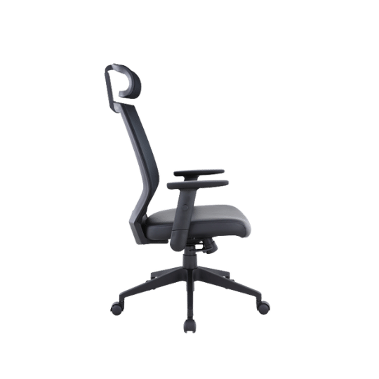 Ergonomic Black Office Chair Side View - Offitek